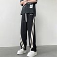thumbnail image 2 of Pantalones holgados de rayas laterales para hombre, moda de otoño, pantalones de chándal con letras Y2K, pantalones casuales rectos con cordón para gimnasio, 2 of 5