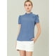 thumbnail image 3 of INSPIRE CHIC Blusa Tops De Lunares Volante Fruncido Manga Corta Cuello Alto Para Mujeres Azul XS, 3 of 6