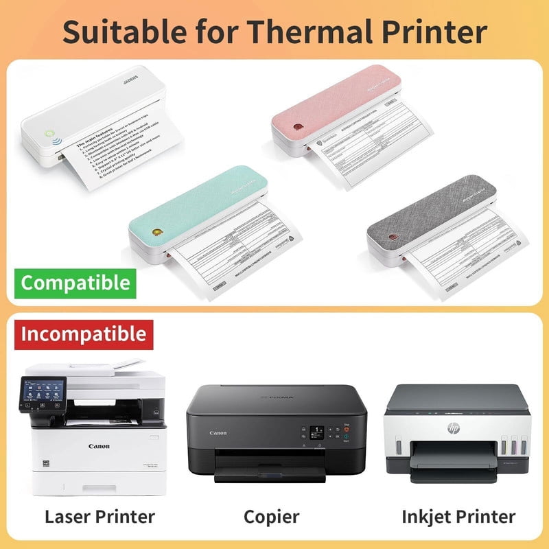 SJPACK 6Rolls Thermal Printer Paper 8.5"x11" US Letter Size Quick-Dry Thermal Printing Paper Rolls Compatible with M08F M832 M834 MT800 MT800Q