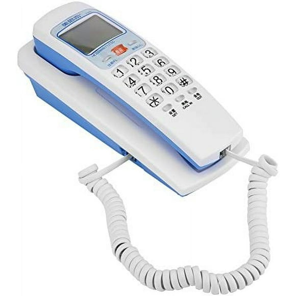 Téléphone Fixe, Téléphone Filaire à Bouton Cristal avec Fonction Murale d'Identification de l'Appelant FSK/DTMF pour la Maison