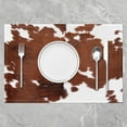 thumbnail image 2 of Cow Print Place Mats 12x18 Set of 4, Brown White Cowhide Table Mats, Farmhouse Animal Hair Wipeable Placemats for Kids Teens Adult Milk Western Cowboy Rustic Meal Mats Dining Table Kitchen Decor, 2 of 4