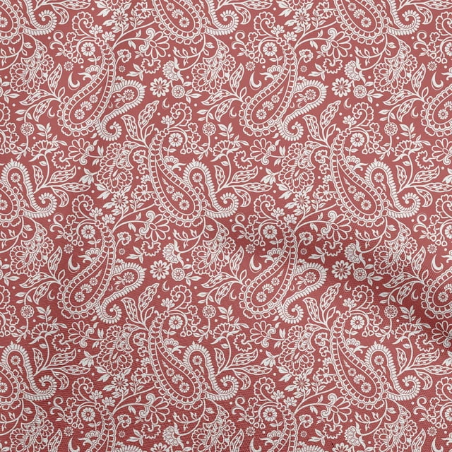 oneOone Viscose Chiffon Dark Peach Fabric Paisley Craft Projects Decor Fabric Printed By The Yard 42 Inch Wide-UM