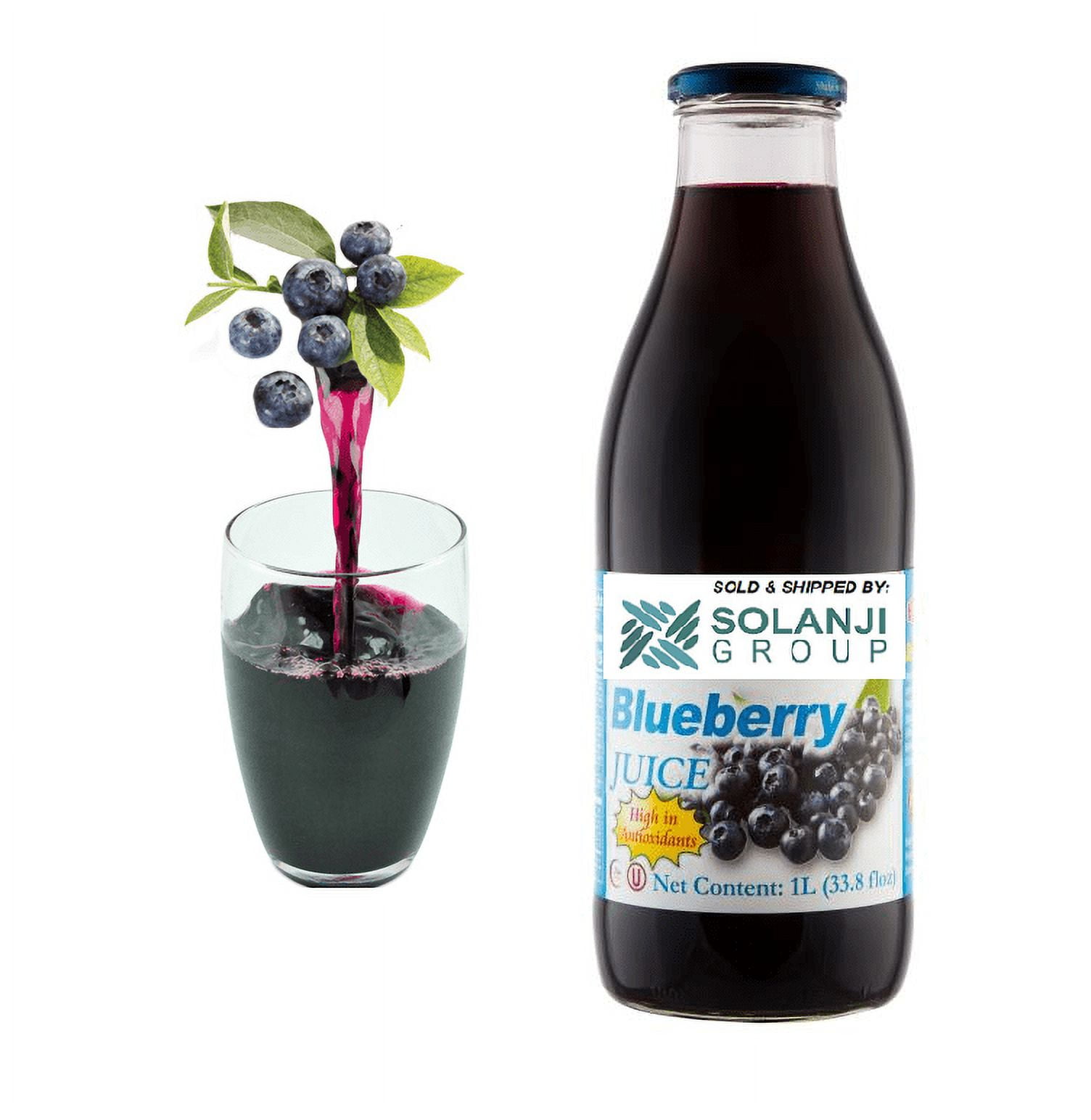 Blueberry Juice Net 33.8 fl.oz (1 Ltr.) - One (1) Glass Bottles - High in Antioxidants