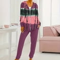 thumbnail image 4 of Two Piece Sets for Women Drawstring Sweatsuits Zip Up Hoodie and Sweatpants Print Hooded Top Pants Tracksuits (Watermelon Red M), 4 of 6