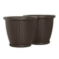 thumbnail image 6 of Suncast Sonora 22 Inch Resin Wicker Decorative Garden Flower Planter (2 Pack), 6 of 9