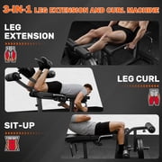 3 In 1 Leg Extension and Curl Machine, 440LB Adjustable Leg Curl Machine for Home Gym, Seated Leg Extension and Lying Curl Machine for Lower Body Workouts