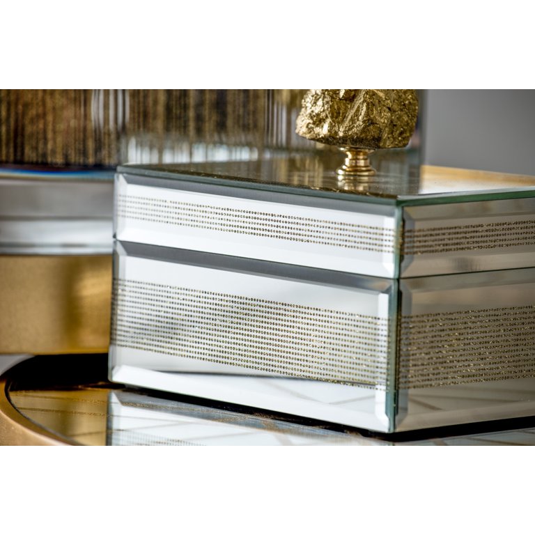 A&B Home Glamor Glass Decorative Box With Gold Accent 6