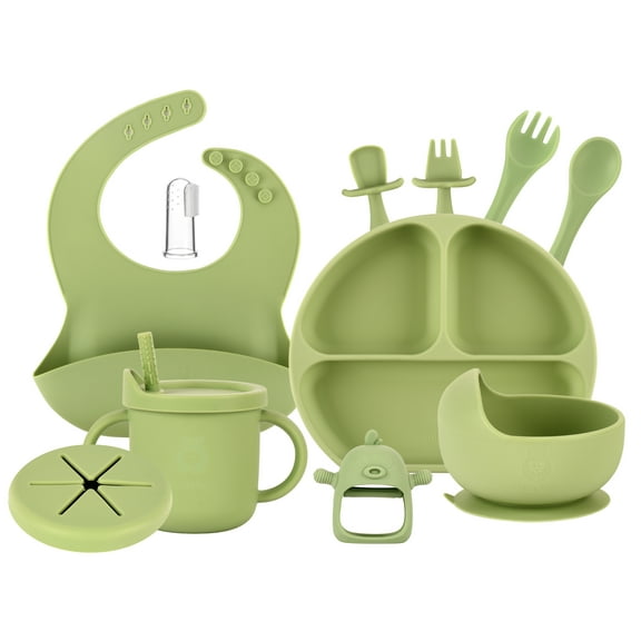 SnugBug Baby Led Weaning Supplies: Silicone Baby Spoons | Sippy Cup | Suction Plates | Baby Bowl | Baby Bib | Teething Toy