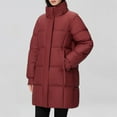 thumbnail image 6 of Fashion Plus Size Hooded Coats for Womens Winter Warm Long Sleeved Solid Color With Pocket Lapel Jacket, 6 of 9