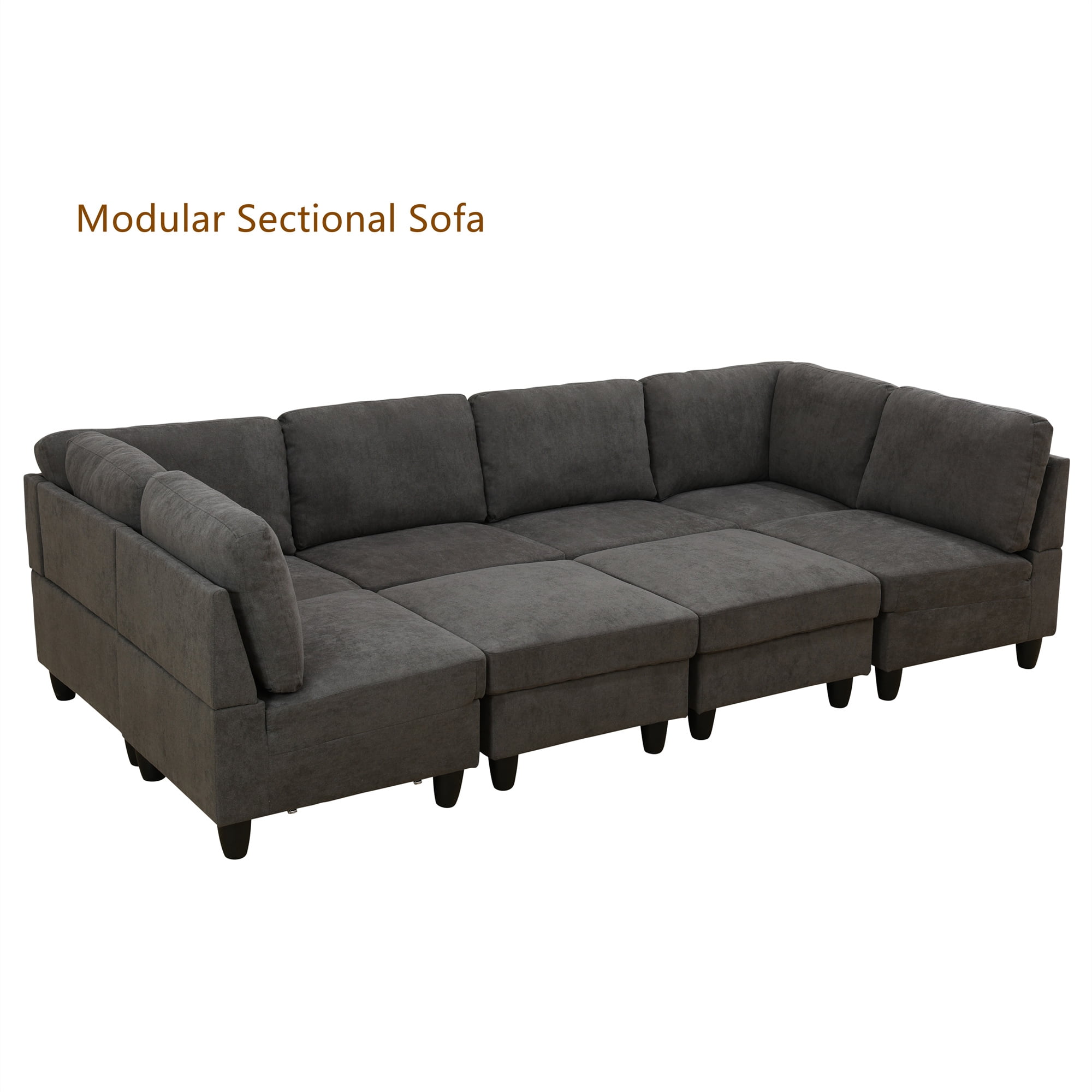 Aukfa Modular Sectional Couch Set - Corner sofa - Flannel - Drak Gray