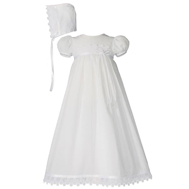 Baby Girls White Organza Lace Pin Tuck Bonnet Christening Dress Gown 0 3m Walmart Com