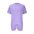 thumbnail image 4 of Ensembles de Gym pour Femmes 2 Pcs Mode Col Rond Blouse Manches Courtes Hauts Shorts Ensemble Décontracté Ensembles d'Été pour Femmes en Solde, 4 of 6