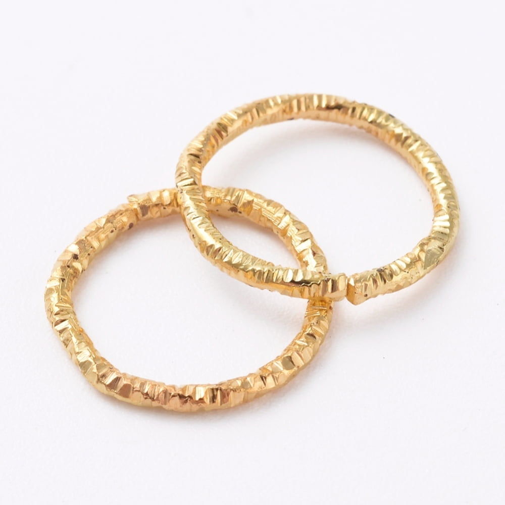 Iron Textured Jump Rings Open Jump Rings for Jewelry Making Golden 12x1mm 18 Gauge Inner Diameter: 10mm about 1950~2000pcs/bag