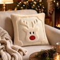 thumbnail image 4 of LIORAGLJ Christmas Reindeer Pillowcase with Insert, Beige and Red, 17.72", 4 of 7