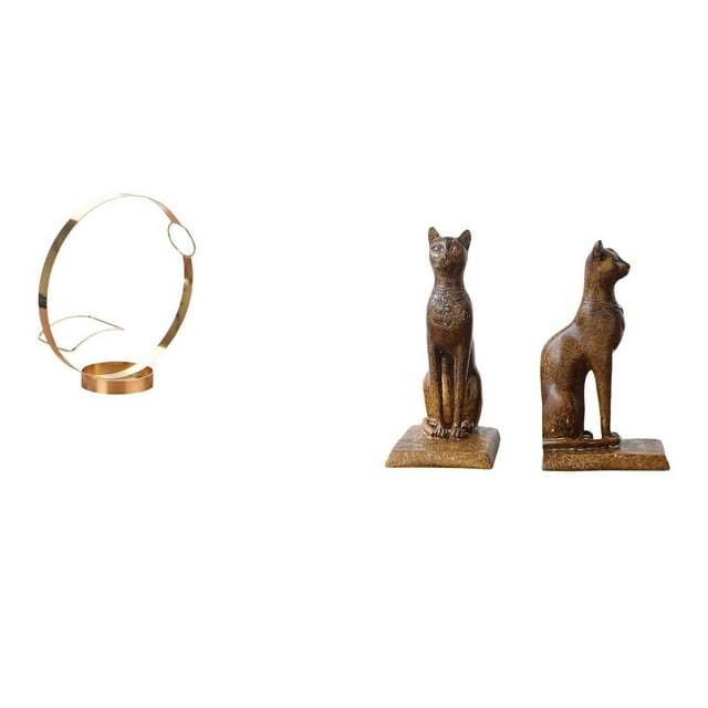 Elegante Organizador De Vino De Metal Con Sujetalibros De Estatua De Gato Egipcio Para Exhibir Bebidas Para Adultos Y Como Soporte Decorativo De Mesa.