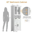 thumbnail image 2 of Ktaxon 67" Tall Bathroom Cabinet with 2 Drawers, Floor Storage Cabinet Wardrobes, 4 Door Wooden Cupboard Adjustable Shelf, White, 2 of 13