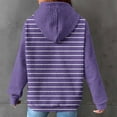 thumbnail image 6 of QATAINLAV Stripe Hooded Sweatshirts Womens Long Sleeve Hoodies Casual Waffle Knit Pullover Tops Outdoor Sweat Shirts with Pocket Ofertas Del Dia de Hoy Relampago Purple S, 6 of 7