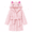 Pink Leopard, variant on Girls Hooded Flannel Bathrobe with Embroidered Cat Design, Soft Kids Robe, Pink Leopard, Size 10Y