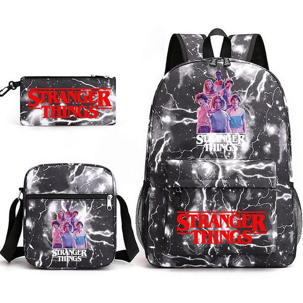 Mochila Stranger Things, conjunto de tres piezas, mochila escolar para estudiantes, bolsa de lona