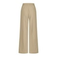thumbnail image 5 of Ashirexll Women's Plus Size Drawstring Waist Wide Leg Loose Cotton Linen Palazzo Pants with Pocket Khaki XXL, 5 of 6
