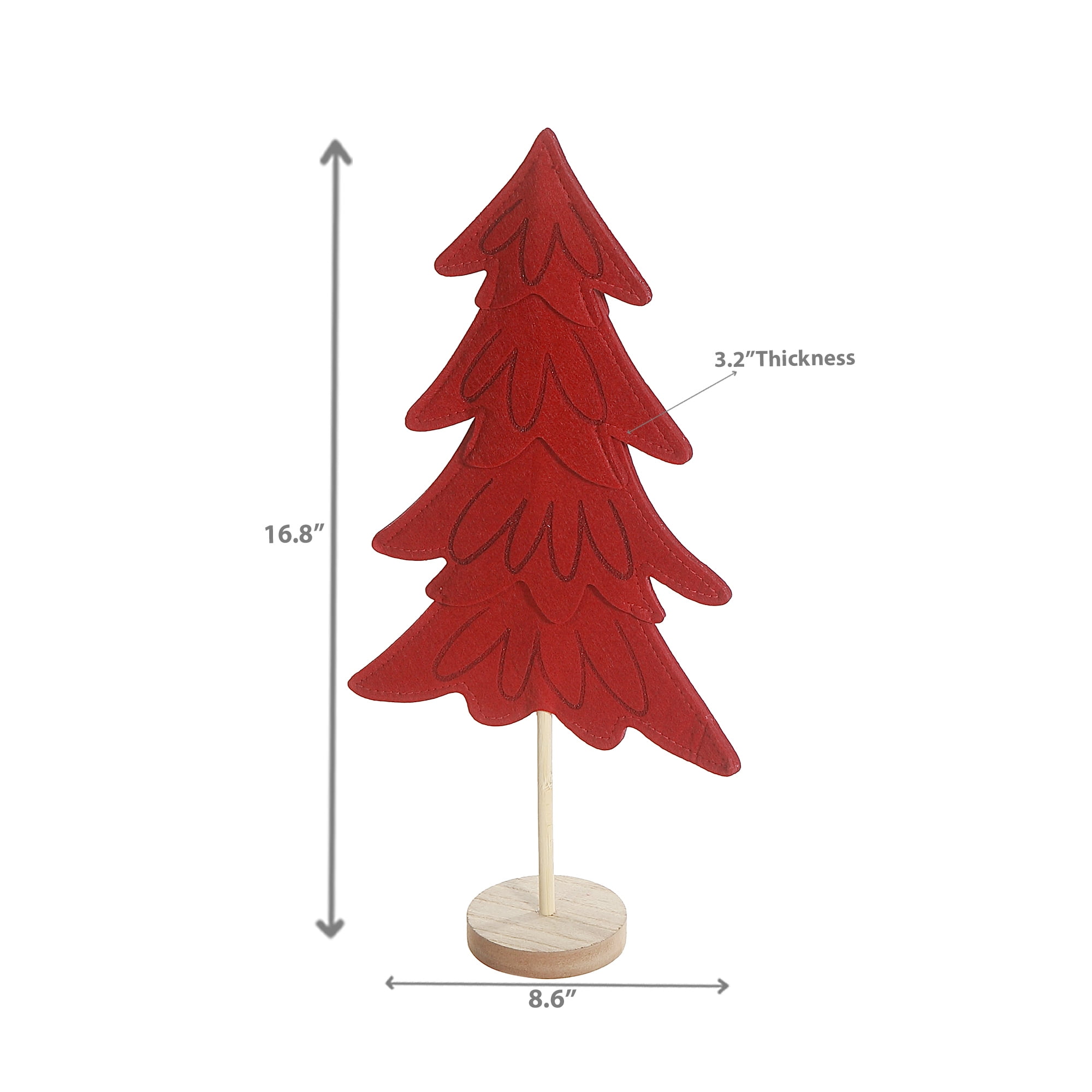 Red Felt Tree On Wooden Base (16.8")
