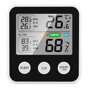 Professional Digital Hygrometer, Large Color Display Temperature Humidity Monitor, Indoor Thermometer, Multifunctional Thermometer, Room Humidity Gauge for Home, Office, Bedroom and Greenhouse Black