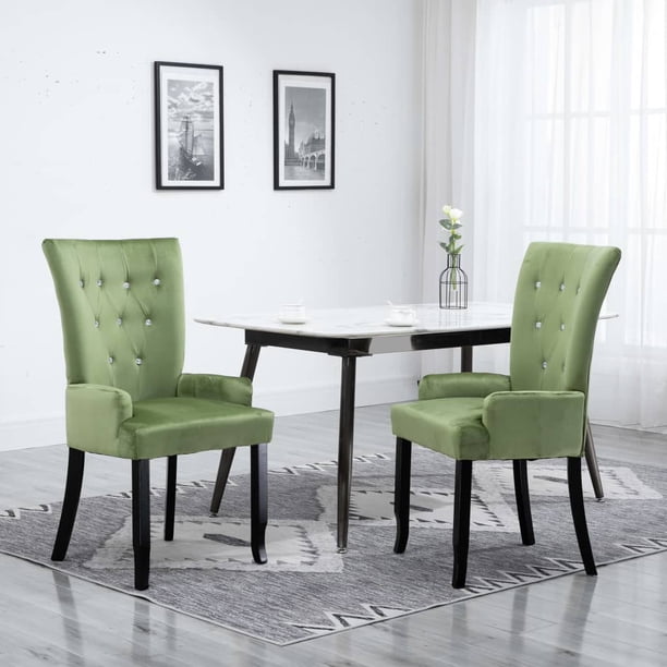 Mgaxyff Dining Chair with Armrests Light Green Velvet - Walmart.com