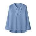 thumbnail image 4 of Women's Solid Color Long Sleeve Business Casual Bow Blouse - Elegant for Office or Party, 4 of 5