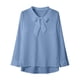 thumbnail image 4 of Blusa de manga larga con lazo para mujer - Color liso, poliéster, estilo informal de negocios - Tallas S-XXL, 4 of 5