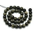 thumbnail image 2 of 5pcs Natural Golden Sheen Obsidian Beads Strands Round 10x9.5mm Hole: 1mm about 38pcs/strand 14.5 inch, 2 of 2