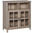 thumbnail image 2 of HOMCOM Accent Sideboard, Serving Storage Buffet Cabinet with 2 Open Components, Glass Door Cabinet and Adjustable Shelf, Oak, 2 of 9