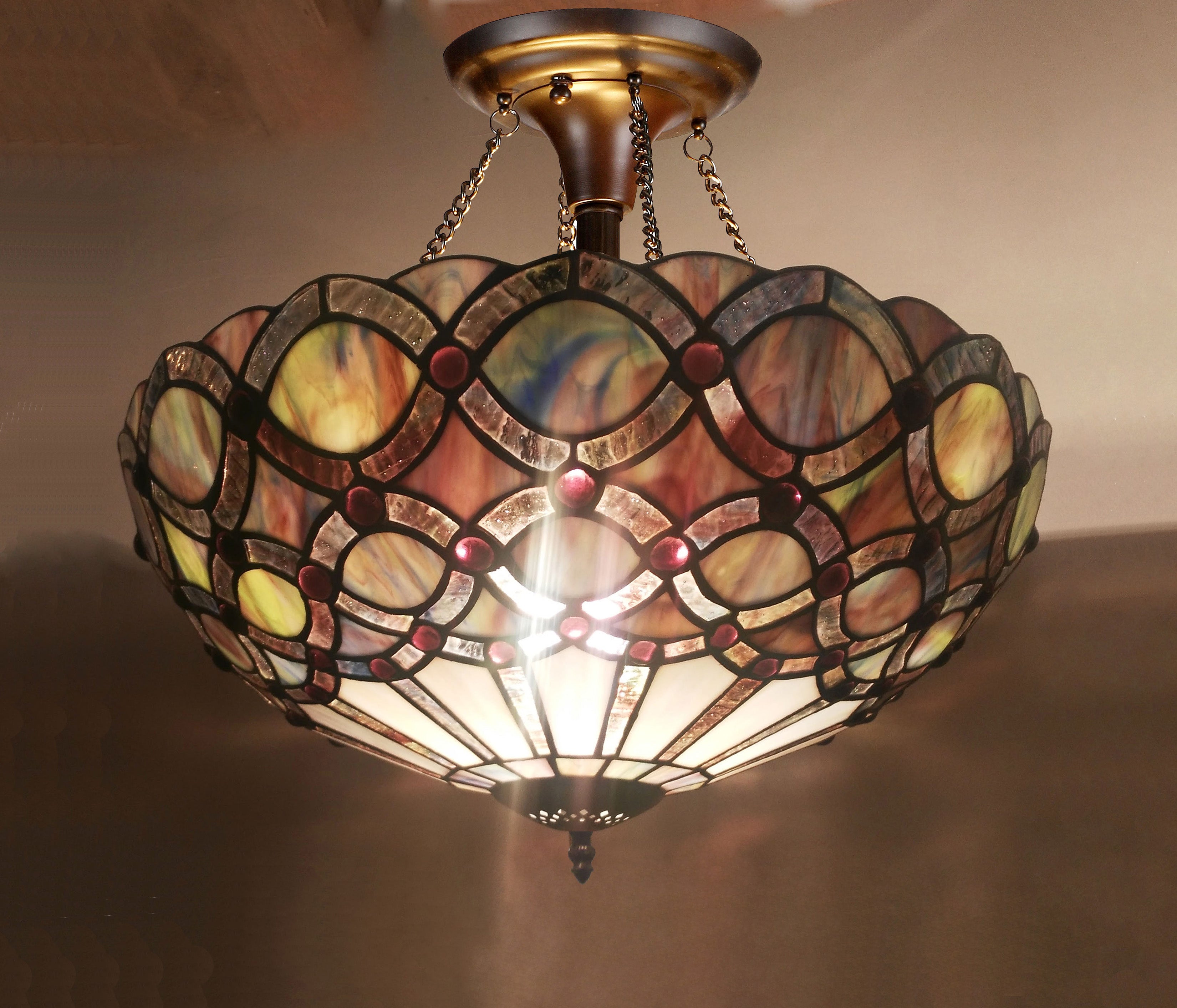 RADIANCE Goods Tiffany-Style 2 Light Semi-Flush Ceiling Fixture 16" Shade