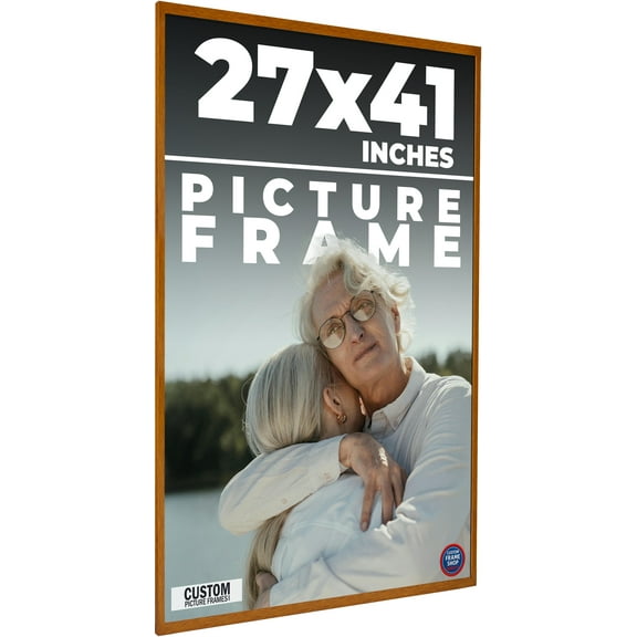 27x41 Honey Brown Real Wood Picture Frame Width 0.75 inches | Interior Frame Depth 0.5 inches |