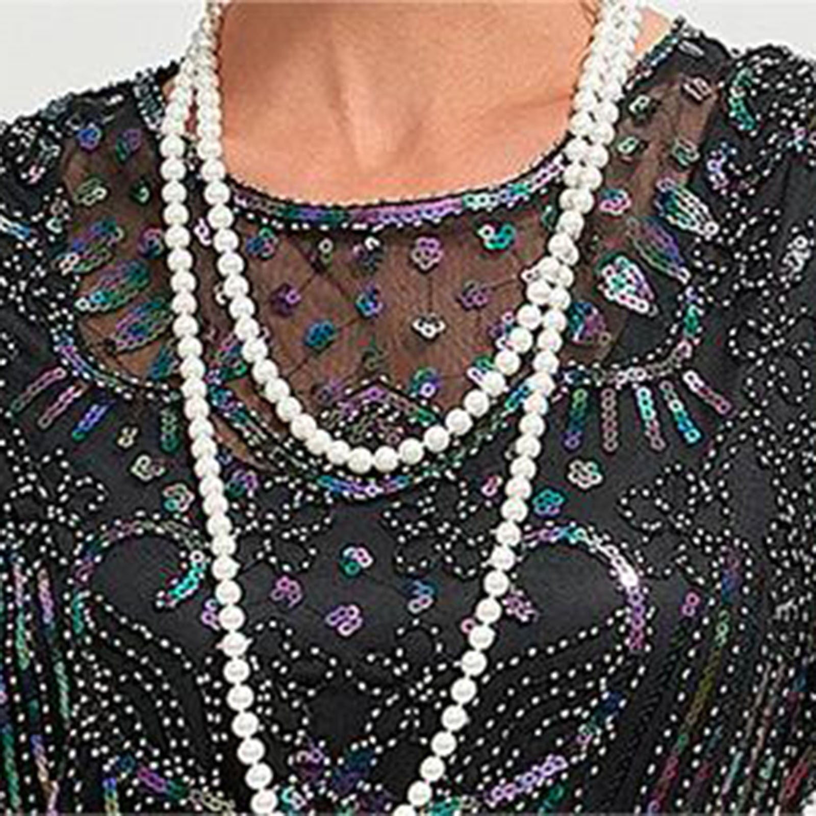 Flapper Dresses 1920S Dresses For Women,Crew Neck Great Gatsby Dresses With Sleeve Roaring 20S Dress For Harlem Nights Silver Xxxxl