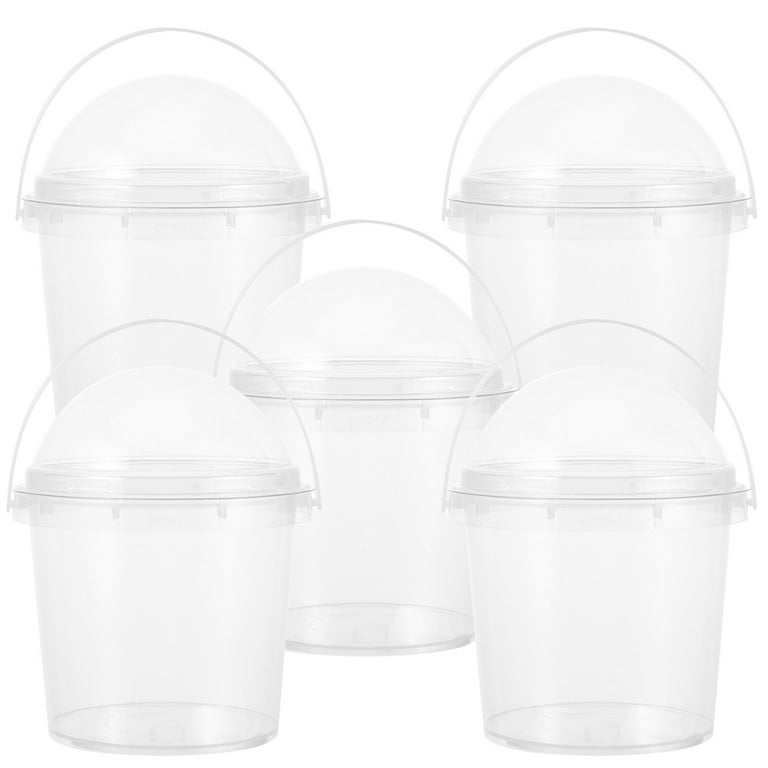 5pcs Small Clear Bucket with Lid Food Safe Bucket Popcorn Ice Cream Bucket  750ml