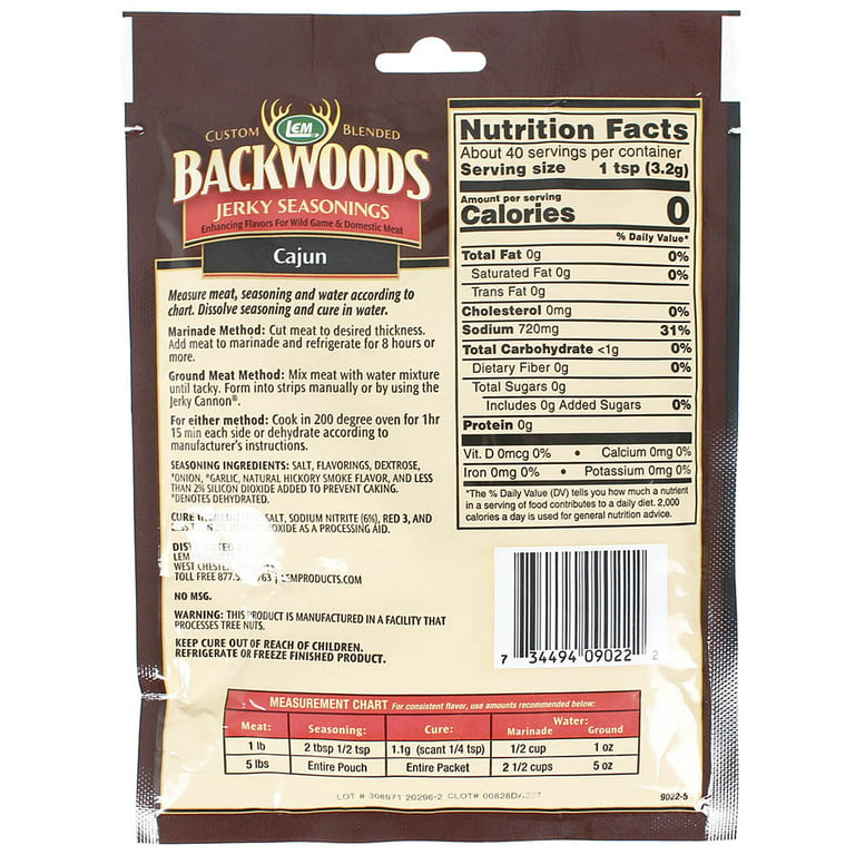 Backwoods 13 Oz Venison Bacon Seasoning Cure Packet Makes 25 Lbs of Meat  9137 