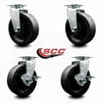 thumbnail image 2 of 6 Inch Glass Filled Nylon Swivel Caster Set with Roller Bearings 2 Brakes SCC, 2 of 2