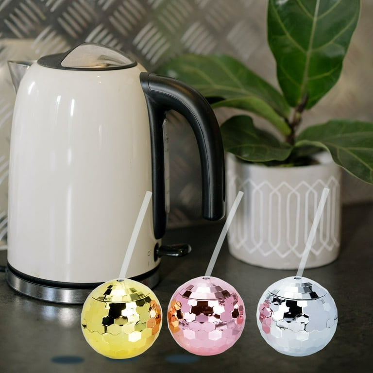 3 Pack Disco Ball Cups with Lids & Straws, Disco Ball Tumbler Disco Flash  Ball Cup Sparkly Glitter Disco Party Drinking Tea Syrup Bottle