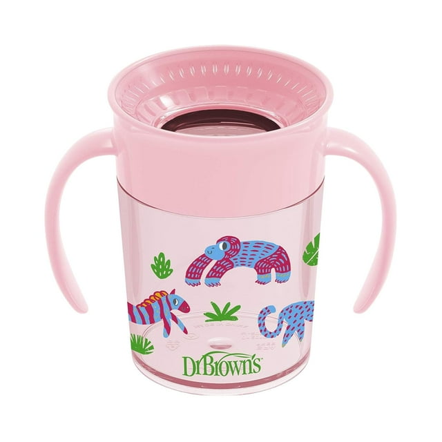 Vaso entrenador Dr Brown's 7oz 360° rosa niña con asa