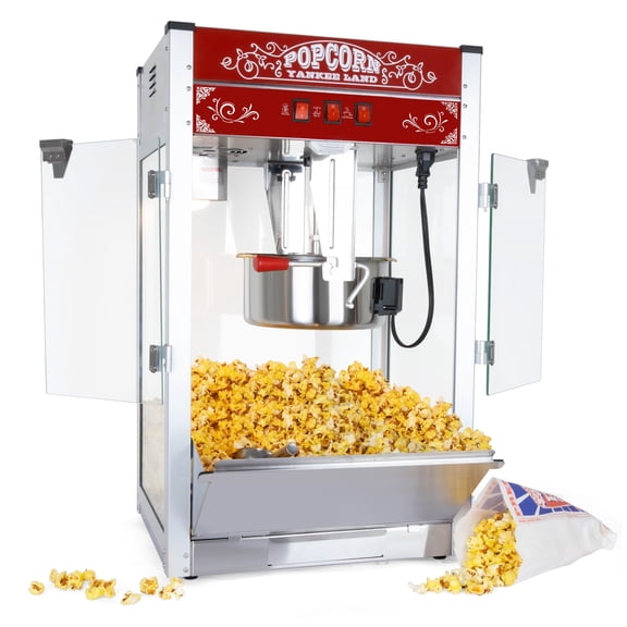 16 Oz Kettle Stainless Steel Popcorn Maker, Commercial Popcorn Machine, 1440W Countertop Popcorn Popper Maker, with Tempered Glass, 3 Easy Switches, Warming Deck,Perfect for Movie Nights,Party,Events