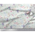 thumbnail image 2 of Soimoi White Heavy Satin Fabric Unicorn & Floral Print Fabric by the Yard 54 Inch Wide, 2 of 3