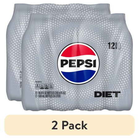 (2 pack) Diet Pepsi Soda, 16.9 oz Bottles, 12 Count