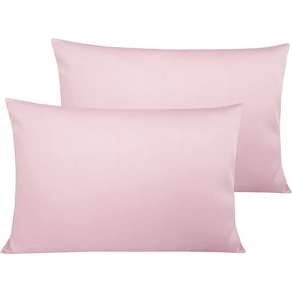 500 Thread Count Cotton Toddler Pillowcases, 2 Pack Travel Pillow Cases, 13 x 18 Inches, Pink