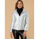 thumbnail image 3 of Chaqueta Acolchada de Plumón Metálico con Cremallera Brillante Holográfica para Mujer Plata S, 3 of 6