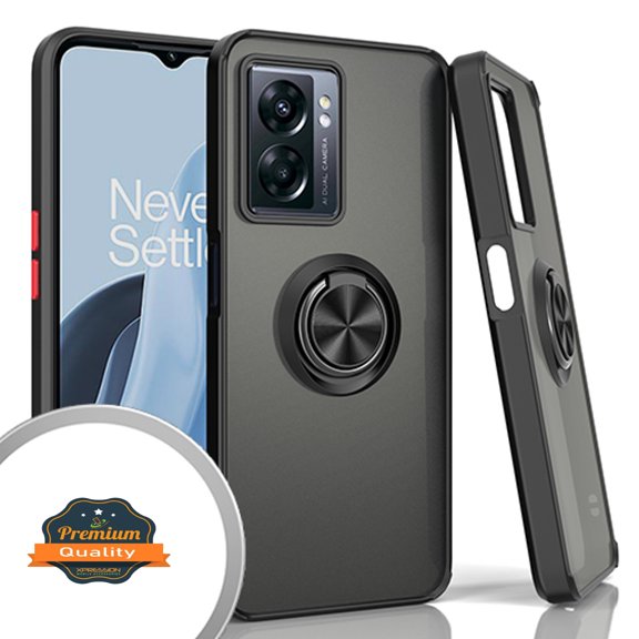 Xpression Cover for Motorola Moto G Stylus 5G 2024 Finger Ring Stand Holder Kickstand Hybrid Frosted Matte TPU Hard PC Frame Shock-Absorption Phone Case - Black