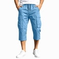 thumbnail image 6 of Zimjoy Men's Cargo Shorts Relaxed Fit Elastic Waist Stretch Lightweight Below The Knee Bermuda Casual Outdoor Hiking Shorts with 4 Pockets Sky Blue 2XL, 6 of 7
