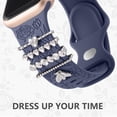 thumbnail image 3 of Comvin Flower Engraved Band Compatible with Apple Watch Bands for Women 40mm 38mm 41mm 42mm, Soft Silicone Band with Decorative Charms for iWatch Series 11 10 9 8 7 6 5 4 3 2 1 SE (With Band), 3 of 9