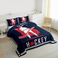thumbnail image 3 of Homewish Ice Hockey Lover Full Size Comforter Sets,Hockey Stick Bedding Comforter Set,Red Deepblue Bedding Sets For Boys,Ultra Soft Bedroom Decorative Reversible,3pcs, 3 of 8