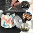 thumbnail image 4 of Yayeee Ashtray with Lid for Cigarette Smokeless Stainless Steel Home Ash Holder, Watercolor Butterflies, 4 of 7