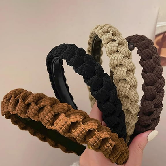 LinYooLi 4 Packs Braided Headbands for Women Girls Wide Hairbands Non Slip Fashion Head Bands for Women’s Hair Twist Headband Thick Solid Color Hair Accessories